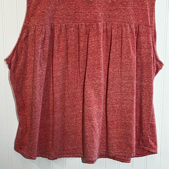 Bit & Bridle V-Neck Top Women 3X Heather Pink Sleeveless 1/4 Button Yoke Gathere - Picture 9 of 9